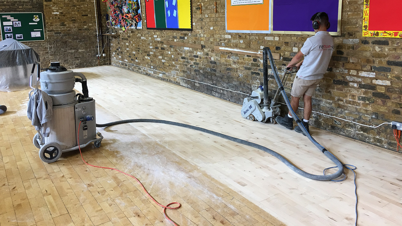 Wood Floor Restoration - Oakfield Preparatory School Wood Floor Restoration, Renue UK